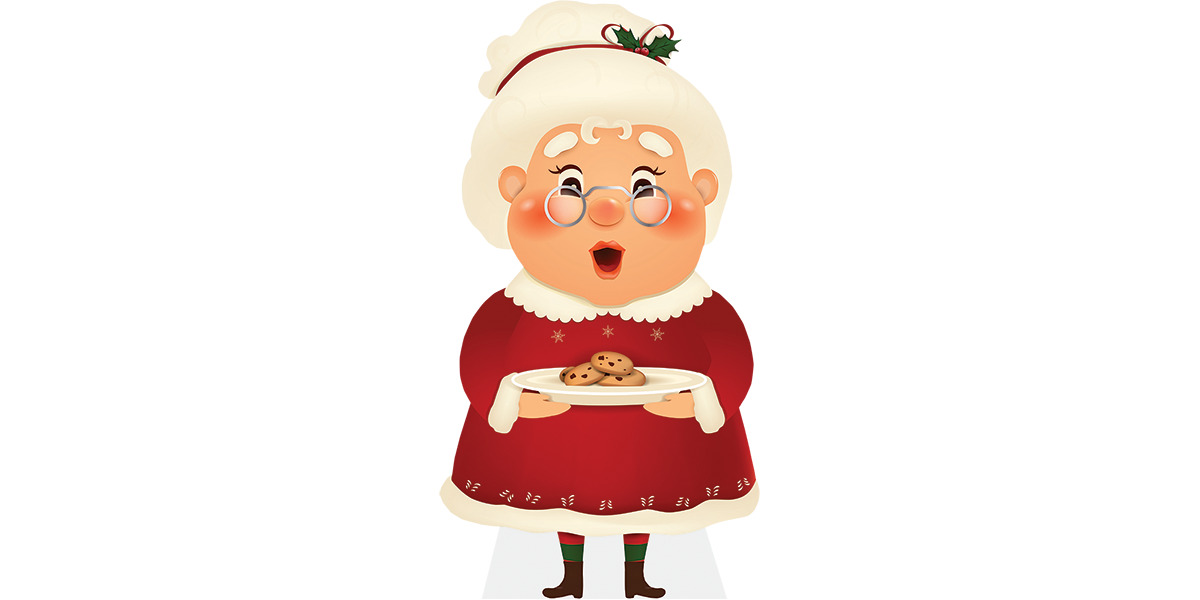 Christmas Cutout (Mrs Claus) Cardboard Cutout 109cm Tall, Mini Cutout 30cm Tall